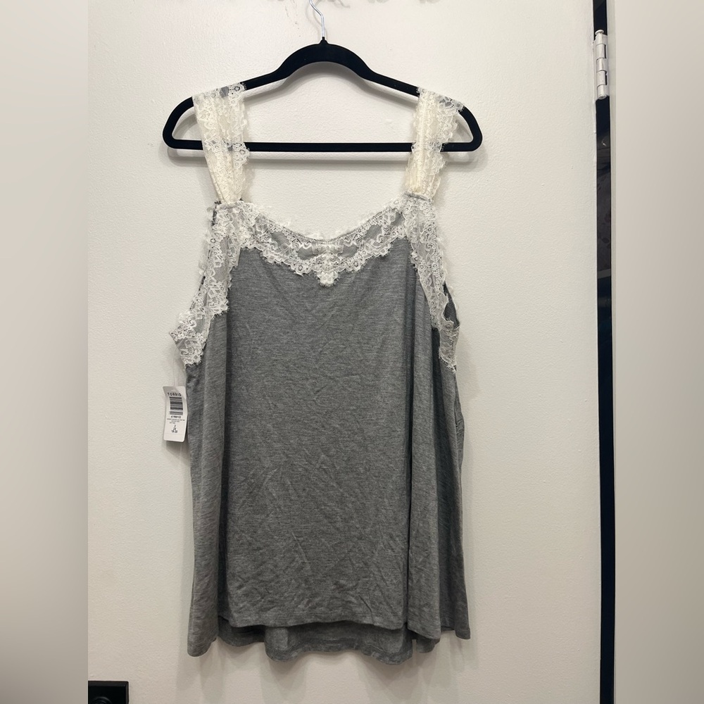 NEW Torrid Super Soft Lace-Trim Gray Camisole Tank Top 2x